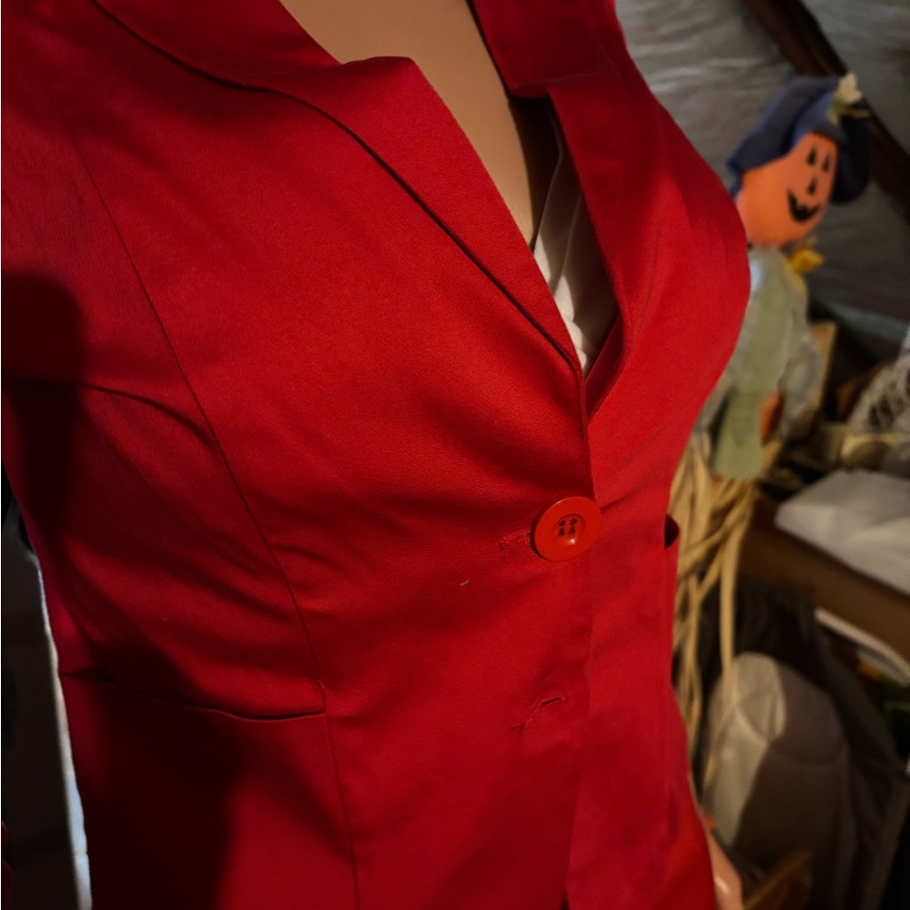 Women's Red Blazer & Skirt Suit - Picture 2 of 5